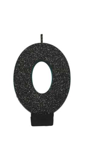 Sparkly Black Candle - No 0 - Click Image to Close